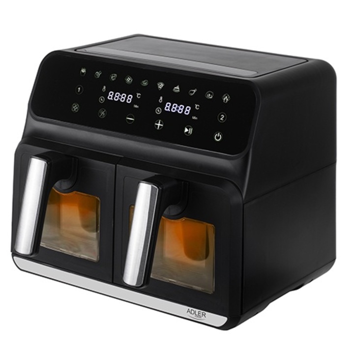 Adler AD 6315 AirFryer Forrólevegős sütő 10L 2400 Watt - Fekete / Ezüst (AD 6315)