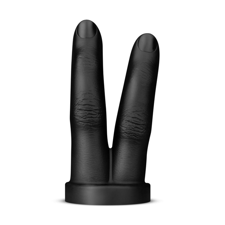 Jucarie anala, Buttr, Double Finger Butt Plug, design inovator, baza solida, negru