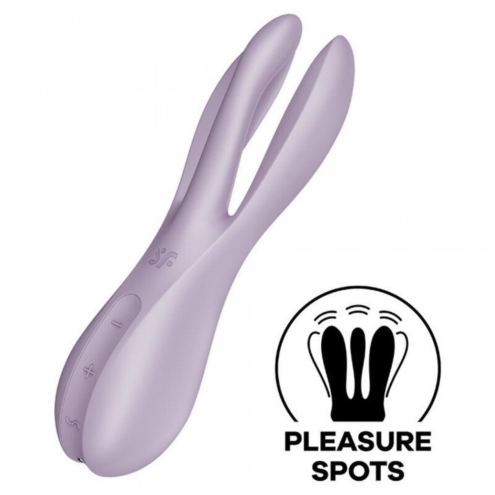 Vibrator Satisfyer Threesome 2, 3 motoare, 12 programe de vibratie, waterproof, violet