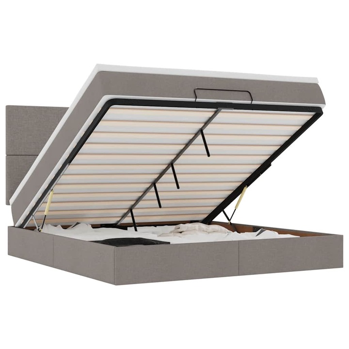 Cadru de pat otoman cu saltea vidaXL, Taupe, 180x200cm, Material, 67.62 Kg 3313945