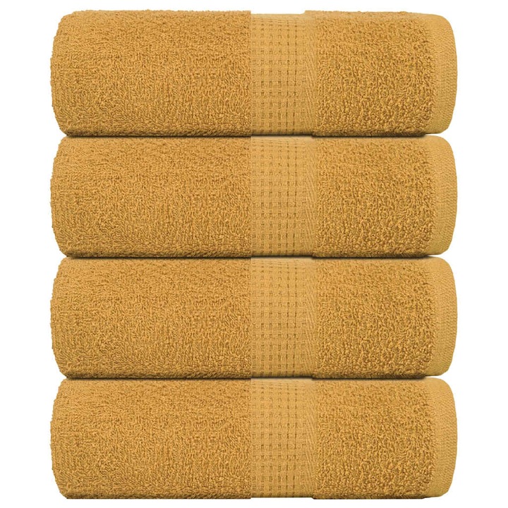 VidaXL szappan törölköző szett, 4 db, arany, 30x30 cm, 360 g/m², 100% pamut, 0.18 kg