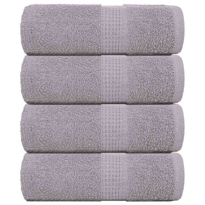 Prosoape pentru oaspeti vidaXL, 4 buc, Gri, 30x50 cm, 360 g/m², 100% bumbac, 0.26 kg