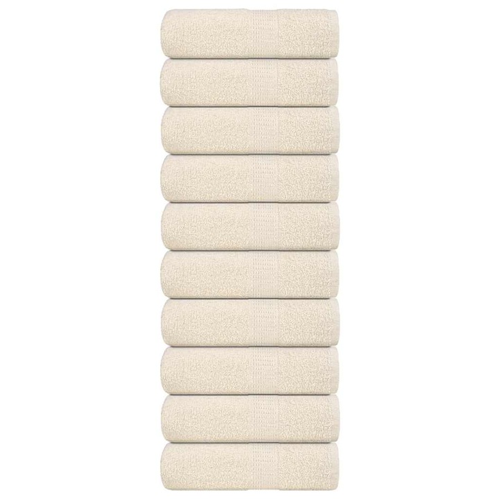 Prosoape pentru oaspeti vidaXL, 10 buc, crem, 360 g/m², 100% bumbac, 0.46 kg