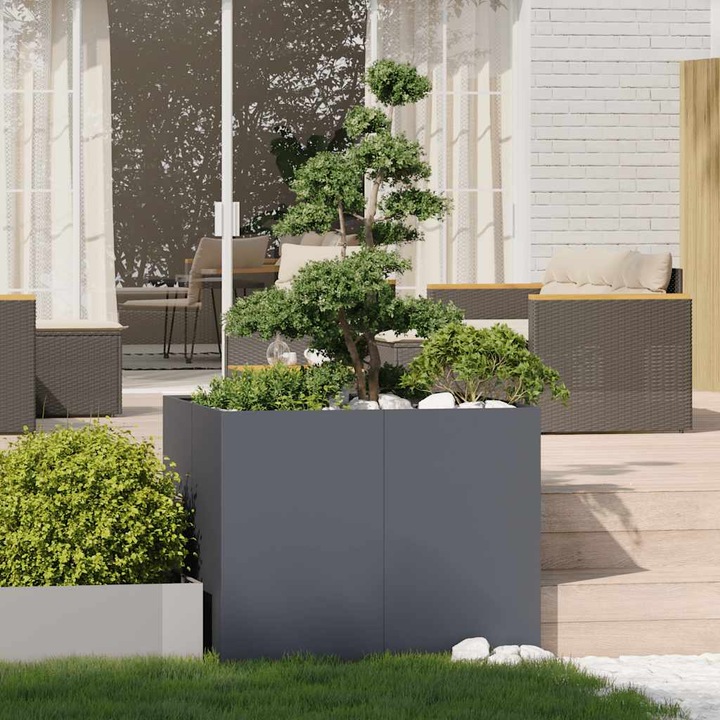 Кашпа vidaXL, антрацит, 100x100x80 см, стомана, 20.9 Kg