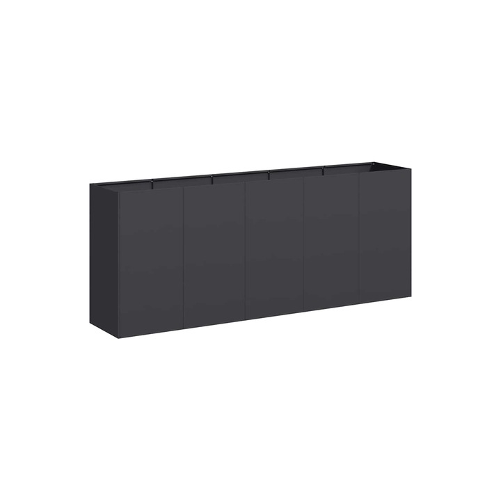 Jardinier vidaXL, negru, 200x40x80 cm, Otel laminat la rece, 24.05 Kg