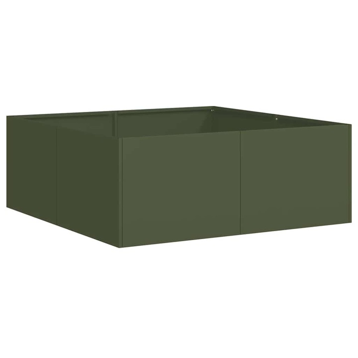 Jardiniera vidaXL, verde masline, 80x80x30 cm, otel, 6.8 Kg