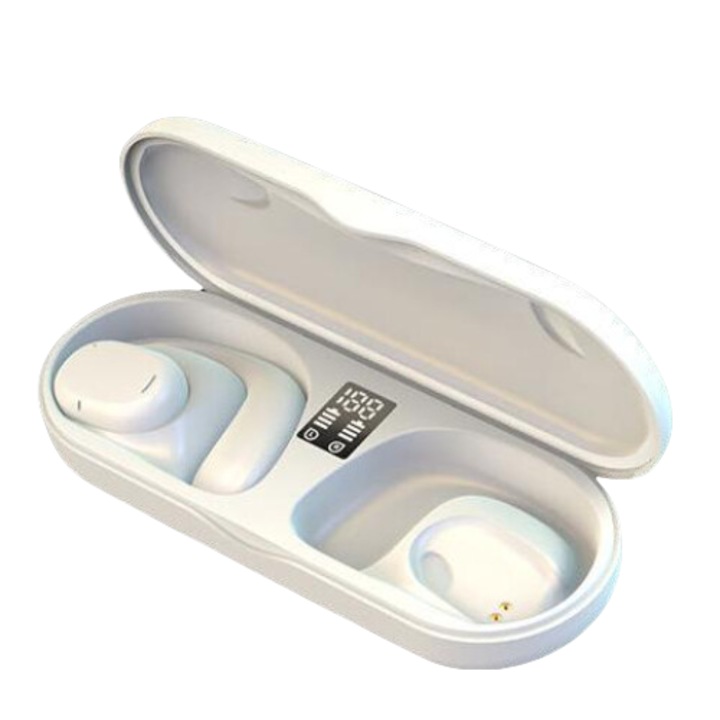 Casca Bluetooth 5.3 cu Touch, Sunet cu bass, Type-C, autonomie 11h, Alb