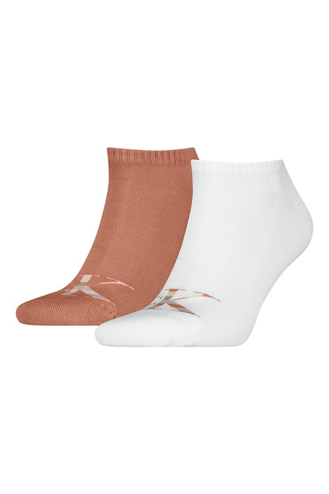 CALVIN KLEIN, Set de sosete pana la glezna cu logo - 2 perechi, Rosu stins/Alb murdar