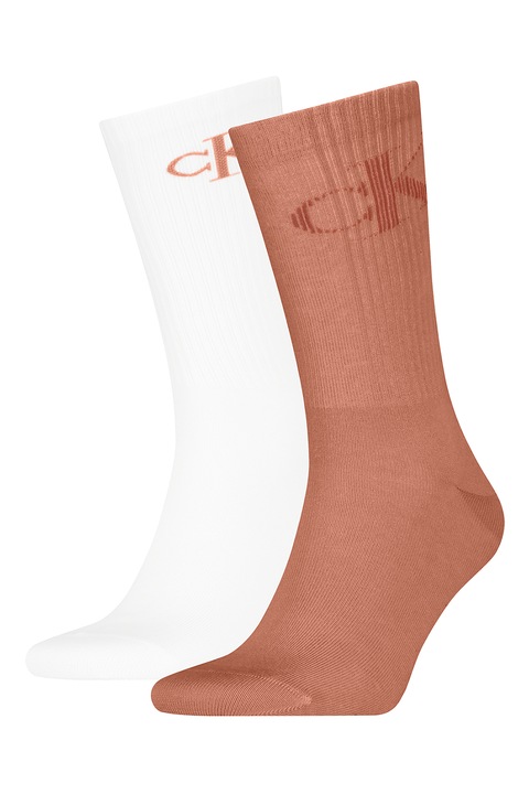 CALVIN KLEIN, Set de sosete lungi - 2 perechi, Rosu stins/Alb murdar, One Size