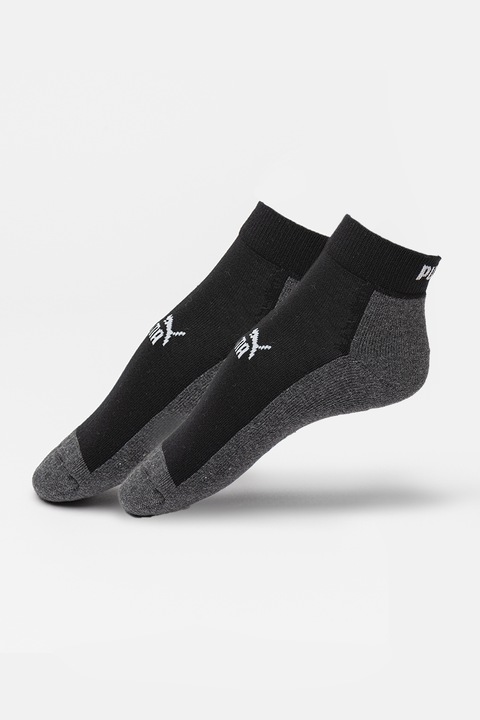 Puma, Sosete scurte cu logo, Negru/Gri inchis melange, 35-38