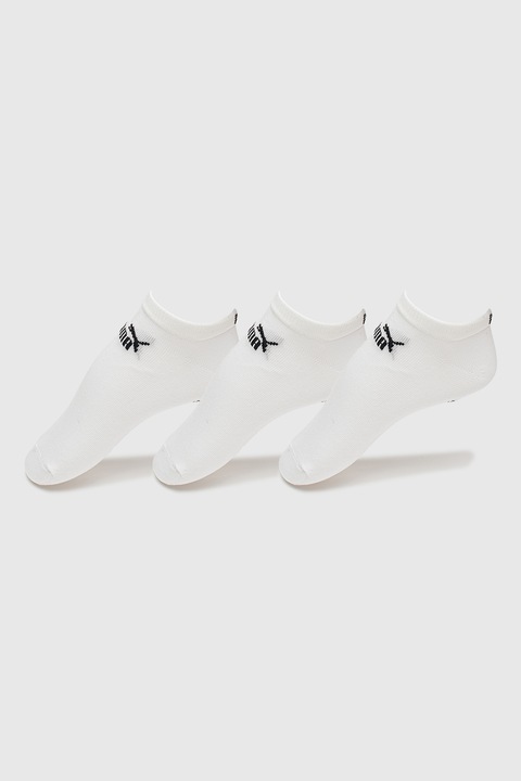 Puma, Set de sosete unisex pana la glezna cu model logo - 3 perechi, Alb/Negru