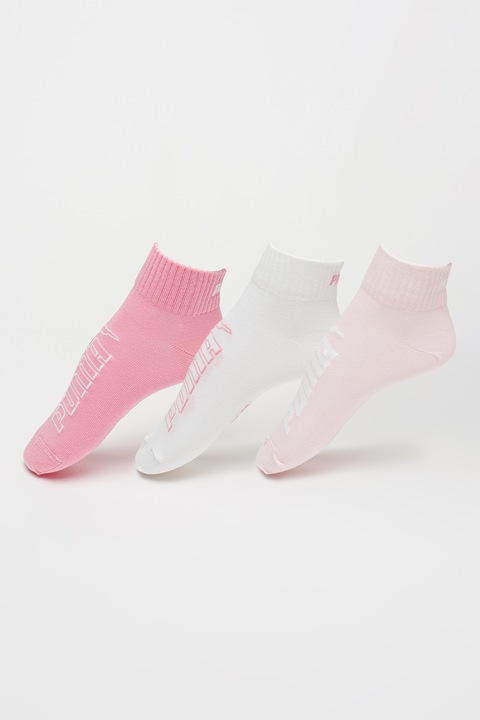 Puma, Унисекс къси чорапи - 3 чифта, Бял/Розово