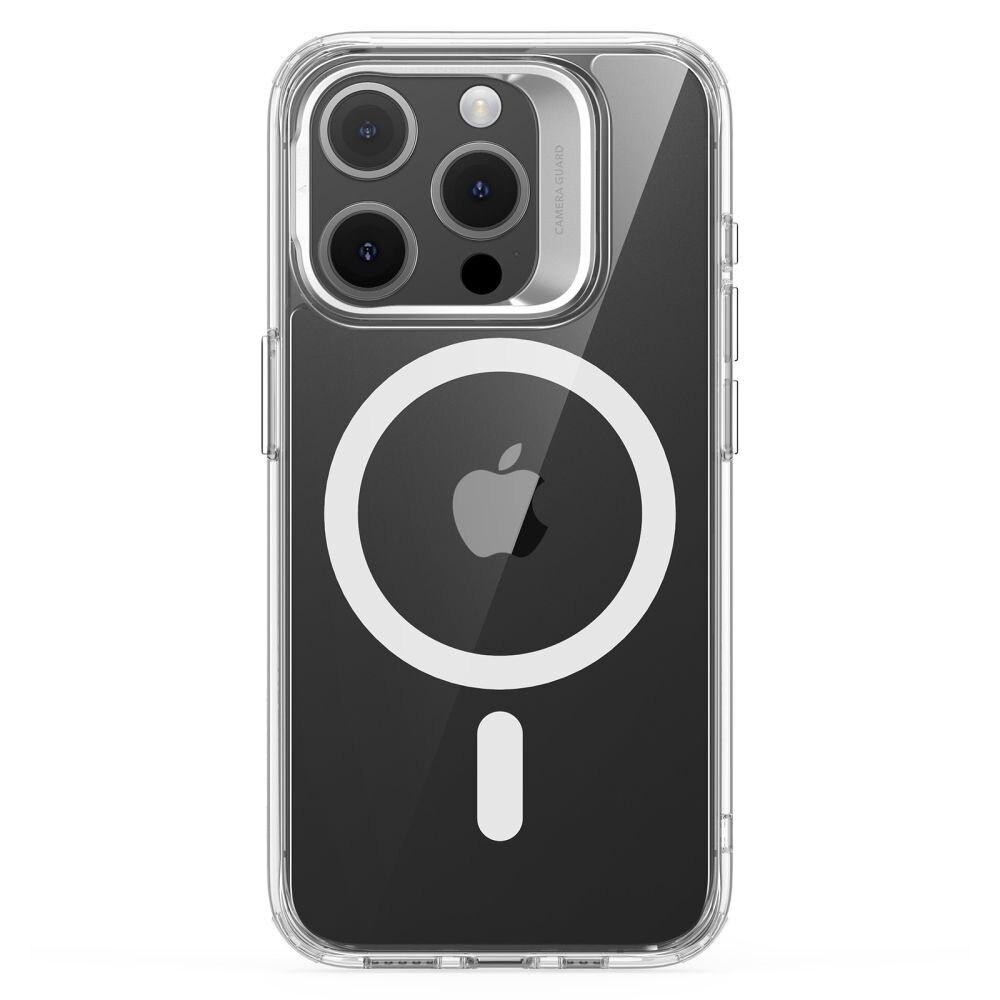 Husa de protectie MagSafe Anti-soc pentru Apple iPhone 15 Pro Max, Policarbonat, Kickstand, Acrylic Back, TPU, Optim Solution, Clear