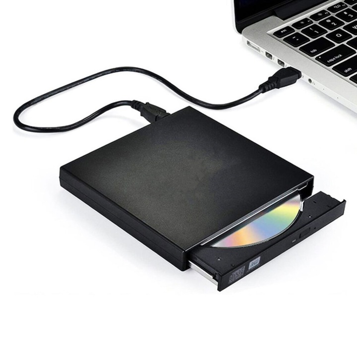 Оптично устройство VarioShop® CD-R / DVD-RW / ROM RECORDER, Plug & Play, 24x CD, 8x DVD, USB 3.0, съвместимо с Windows, MacOS, Linux, черно