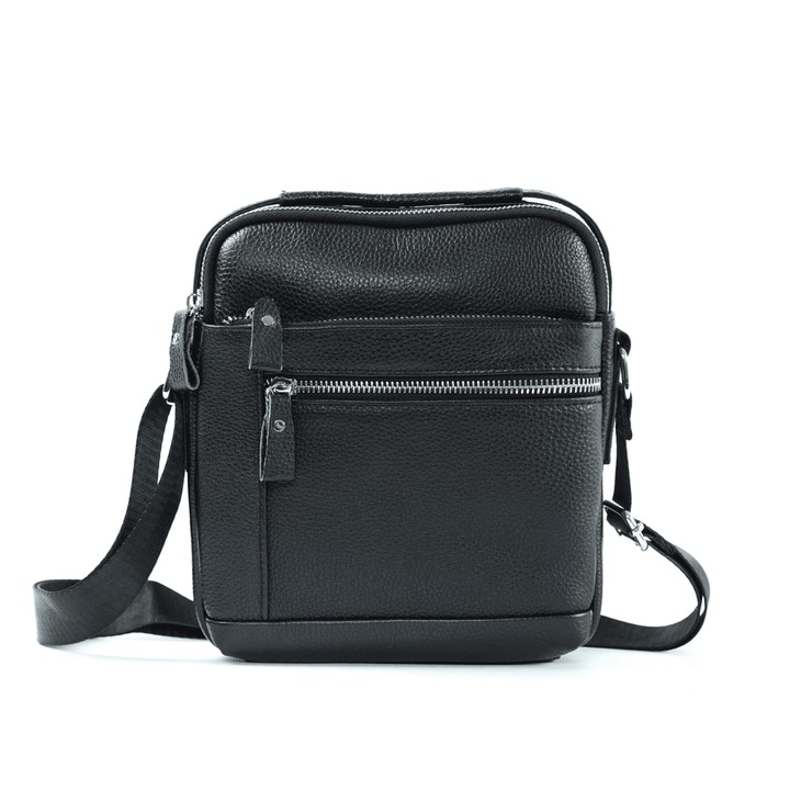 Мъжка чанта SOLIER, компактна, през рамо, естествена кожа