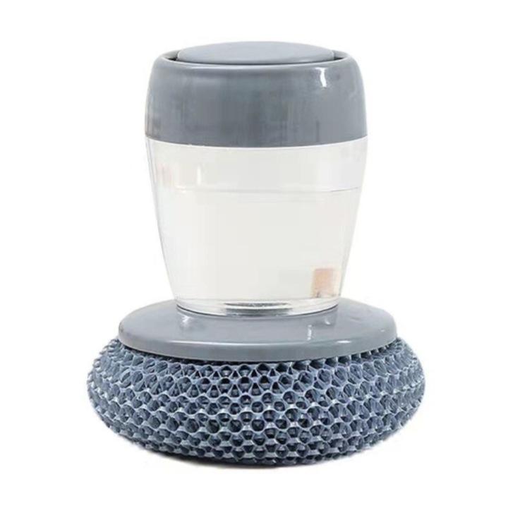 Drótszivacs készlet és folyékony mosogatószer tároló műanyagból, 10 x 9 cm, Szürke