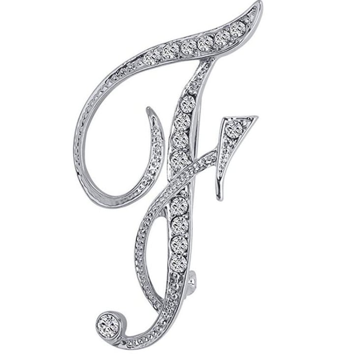 Brosa, Pin de rever, Insigna, pin, Unisex versatil, Potrivit pentru orice scena, Metal rhinestone, Artizanat Argent, Litera F