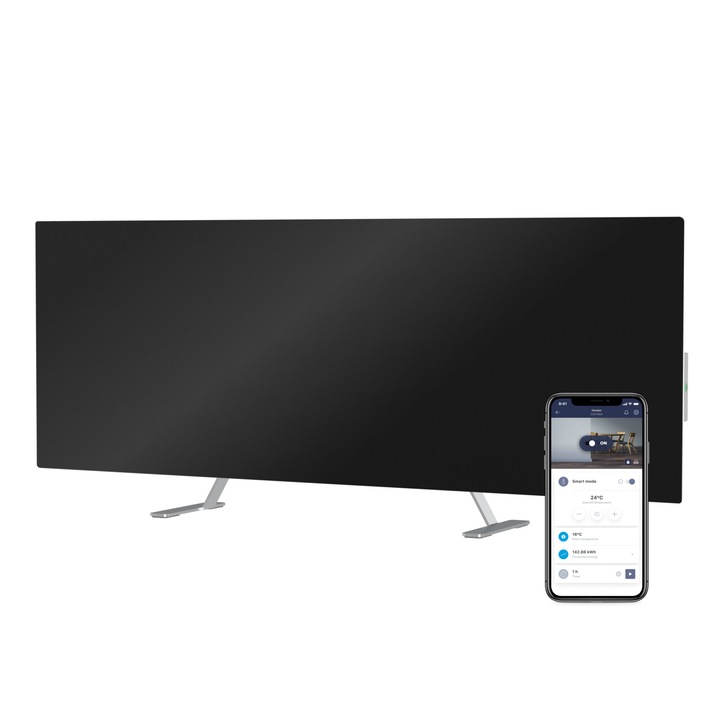 Incalzitor electric, JOULE Premium Eco Smart, 700 W, sticla calita, incalzitor cu infrarosu, negru