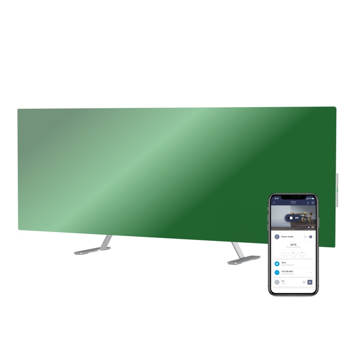 Incalzitor electric, JOULE Premium Eco Smart, 700 W, sticla calita, incalzitor cu infrarosu, verde