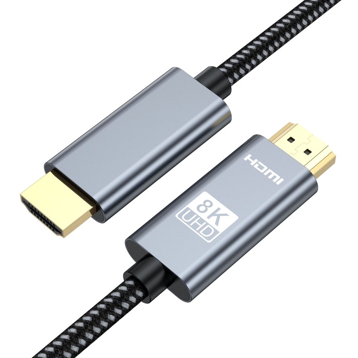 HDMI 2.1 kábel, 8K@60HZ, 4K@120HZ, 48Gbps, HDR, 2M, szürke-kék