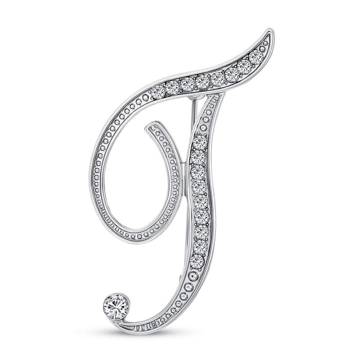 Brosa, Pin de rever, Insigna, pin, Unisex versatil, Potrivit pentru orice scena, Metal rhinestone, Artizanat Argent, Litera T