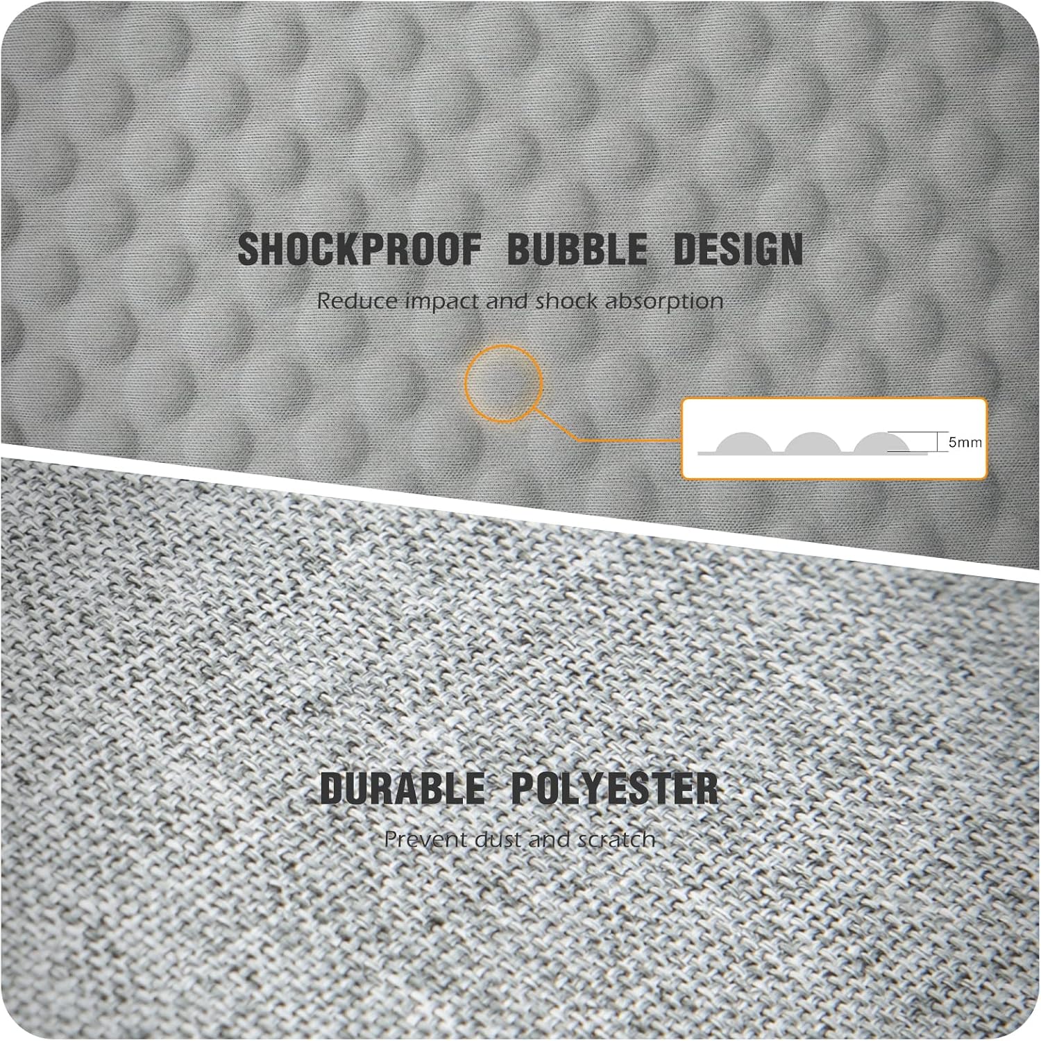 Husa laptop, NAXSIR, 1 Buzunar extern, Fermoar dublu, Impermeabila, Rezistent la zgarieturi, Rezistenta la socuri, Tesatura din nailon, 15 inch, 39 x 27 x 3 cm, Gri