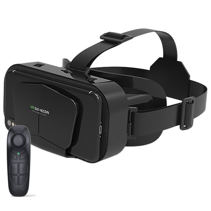 VR очила, с контролер, регулируеми, поддържащи 4,7~7 инча, подходящи за мобилни телефони/Android (черни)