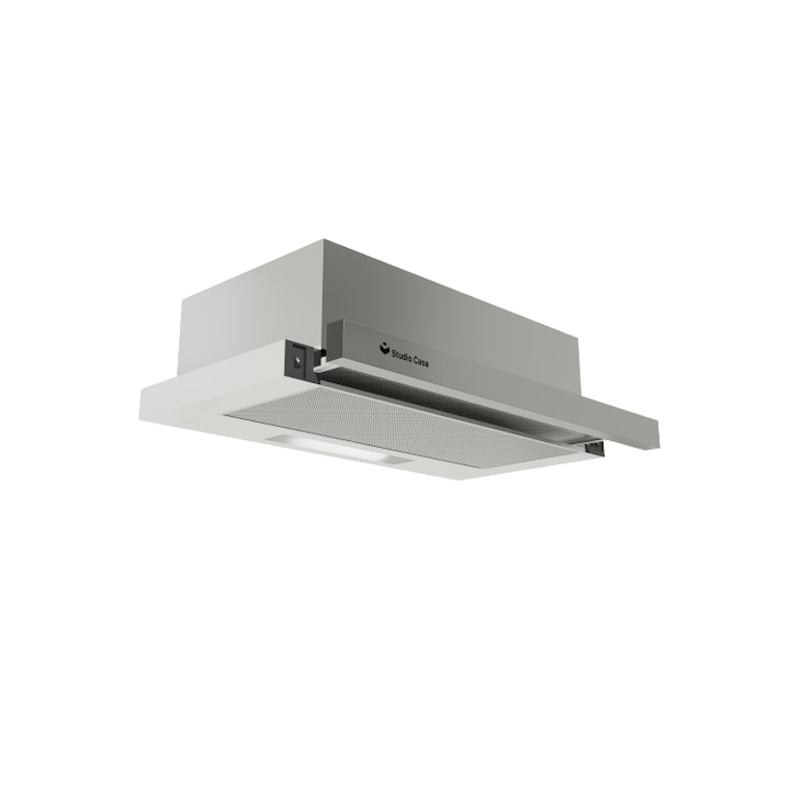Hota incorporabila telescopica Studio Casa Viva Slim Roma, 2 Motoare, Putere de absorbtie 450 m3/h, Inox