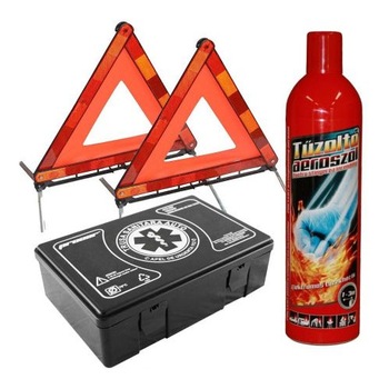 KIT auto obligatoriu omologat - Trusa Medicala, 2xTriunghiuri, Stingator Tip Spray KIT auto obligatoriu omologat - Trusa Medicala, 2xTriunghiuri, Stingator Tip Spray