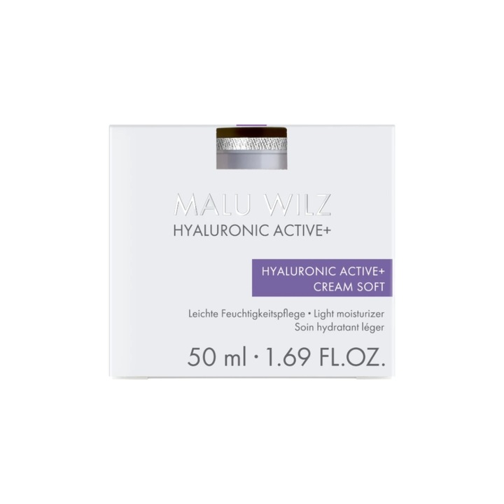 Rezerva crema hidratanta cu acid hialuronic activ, MALU WILZ, pentru ten deshidratat si mixt, contine trei tipuri de acid hialuronic, fara parabeni, 50 ml