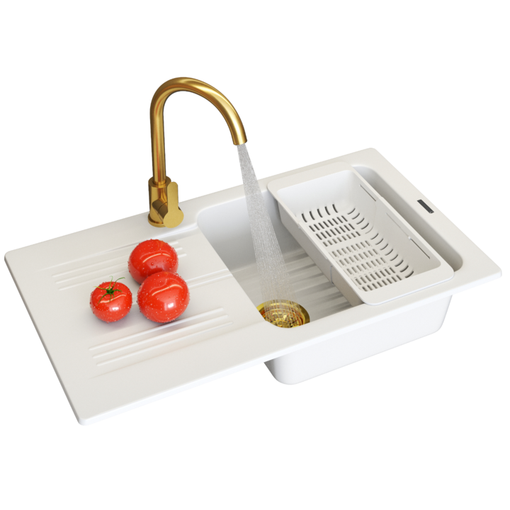 Chiuveta, Granitan, Ada, 78x44 cm, Calitate Ridicata A Constructiei, Utilizare De Lunga Durata, Materiale Premium, Design Modern, Granit, Incastrat, Dreptunghi, Alb