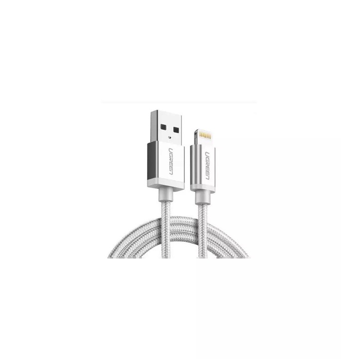 Cablu de date si sincronizare de inalta calitate Lightning USB US199 Argint 0.5 Metri