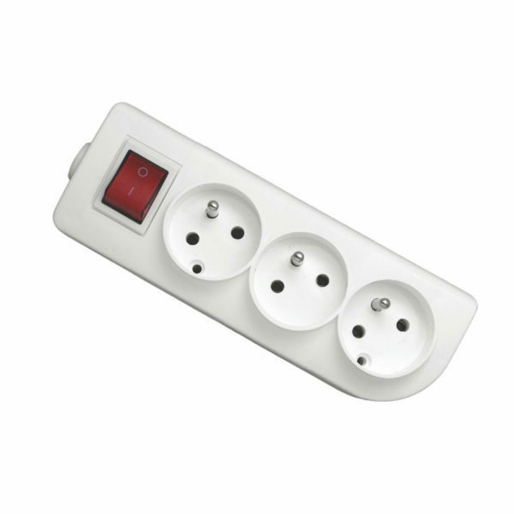 Hosszabbító kábel kapcsolóval 3 dugaszolóaljzat z/u fehér GN-30W