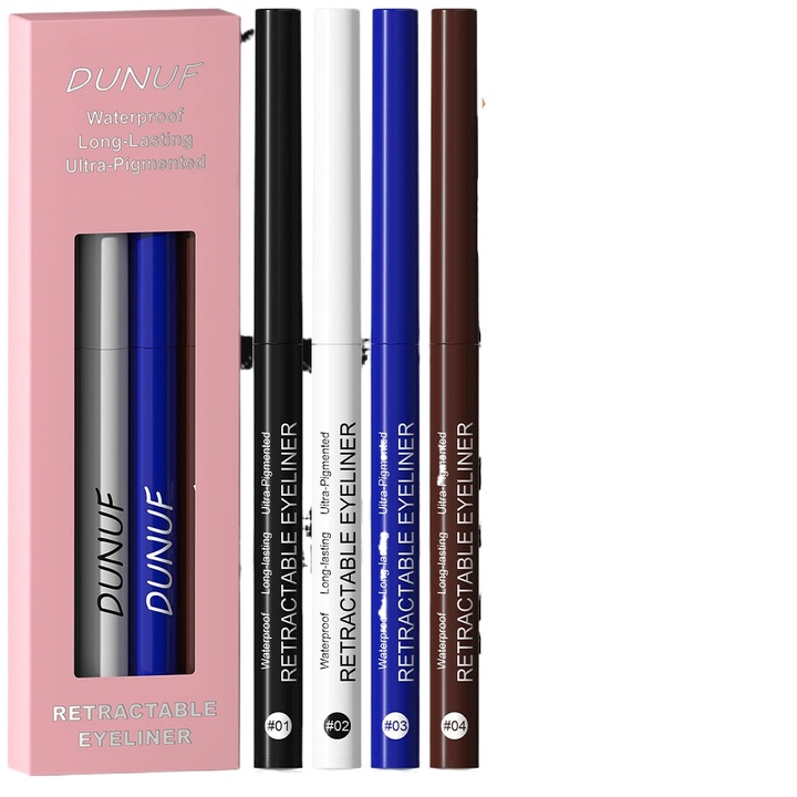 Set Creion de ochi DUNUF Waterproof 24H, 4 bucati, Multicolor, Profesional