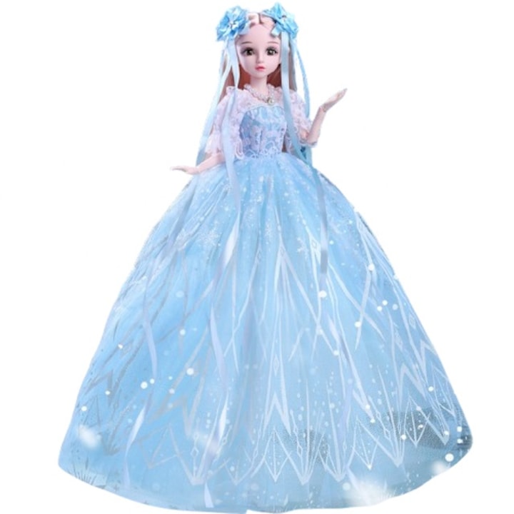 Комплект кукла принцеса 60 см, 9 комплекта дрехи, включени аксесоари, 62,5x30x10,5 см