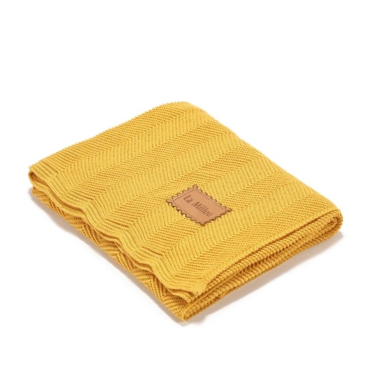 Бамбуково тънко одеяло, горчица, 80x90 см