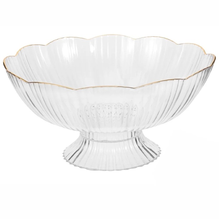 Fructiera eleganta tip platou Pufo Luxury cu picior pentru prajituri, torturi, fructe, aperitive