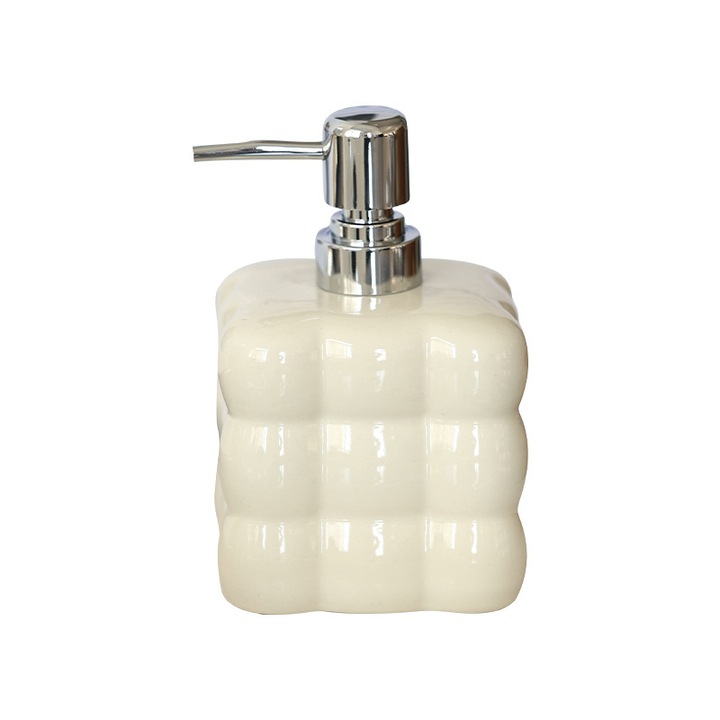 Folyékony szappan adagoló, modern méhsejt kialakítású, krémsárga, 300ml, 7,8x14cm