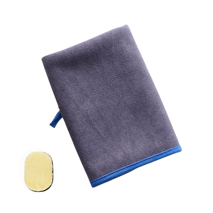 Set produse cosmetica auto, prosop microfibra 40x60cm gri, manusi spalare auto pufoase