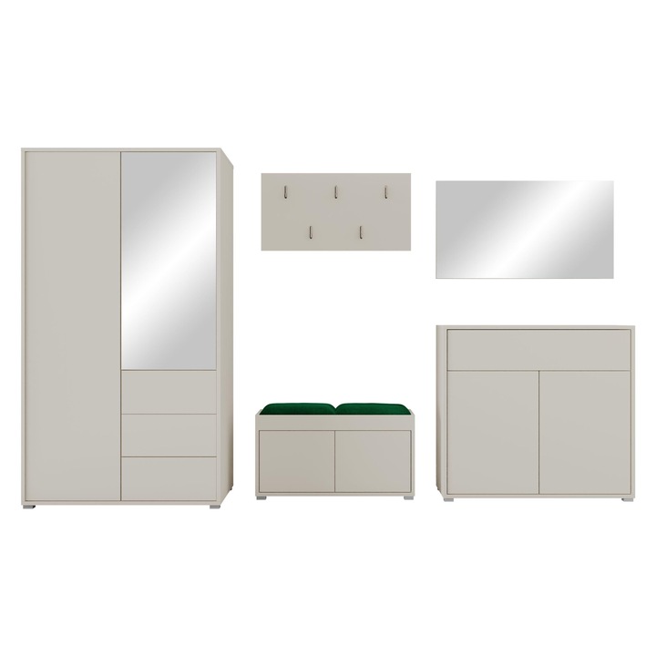 Mobilier pentru hol Alekto V, MIRJAN24, bej + verde