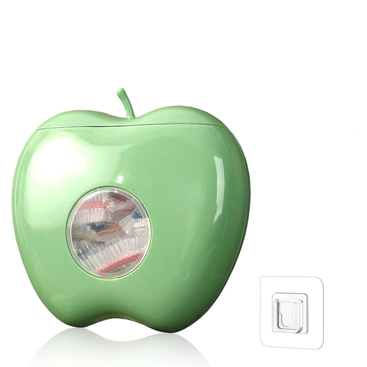 Set dispenser pentru pungi alimentare cu 100 pungi de stocare, MunDeir, verde, design montat pe perete