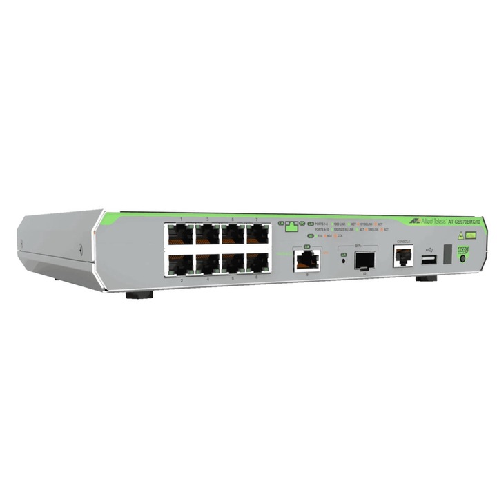 Kapcsoló ALLIED TELESIS L3 HALMAZHATÓ 24X 10/100//1000-T 2X 1/2.5/5/10G-T 2X SFP+ szürke