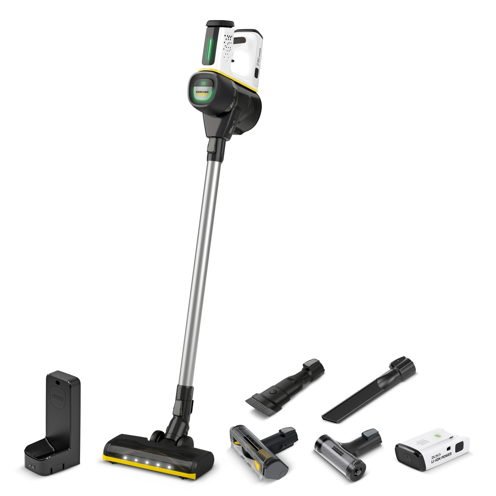 Aspirator vertical Karcher VC 7 Signature Line, 350 W, acumulator 25,2 V/2,5 Ah, autonomie max. 60 min, recipient 0,8 l, filtru HEPA 12, functie Boost, senzor de praf, duza activa
