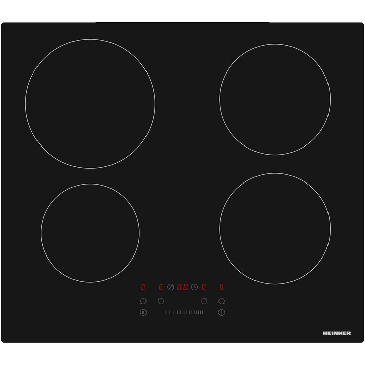 Плот за вграждане Heinner HBHI-M4ZBSTC, Индукция, 4 зони за готвене, Boost, Сензорно управление, Таймер, Защита от деца, Индикатор за остатъчна топлина, 60 см, Черен
