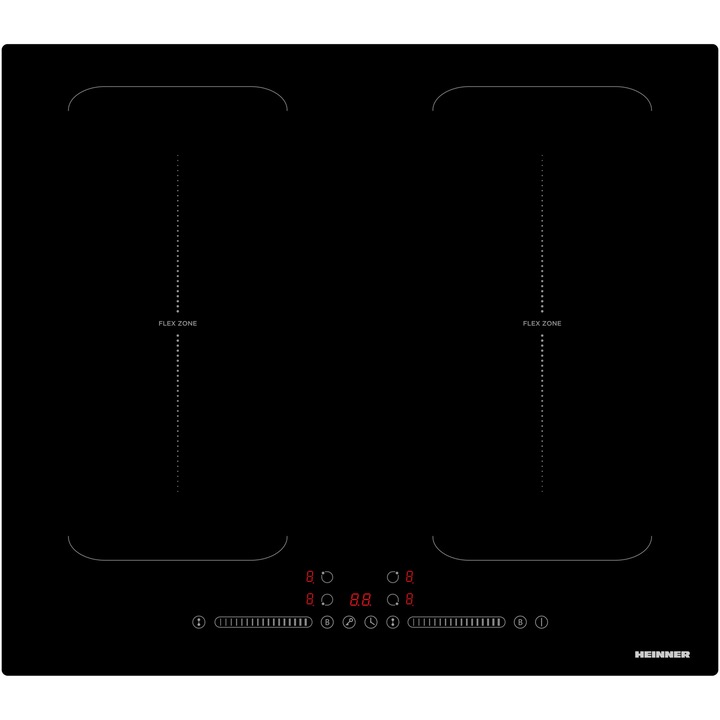 Heinner HBHI-M4ZB2FXTC beépíthető főzőlap, Indukciós, 4 főzőzóna, Bridge, Boost, Érintésvezérlés, Időzítő, Gyermekvédelem, Maradékhőjelző, 60cm, Fekete