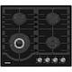 Plita incorporabila Heinner HBH-M447IWFGBK, Gaz, 4 arzatoare, Gratar fonta, Wok, Aprindere electrica, Dispozitiv de siguranta, 60 cm, Sticla neagra
