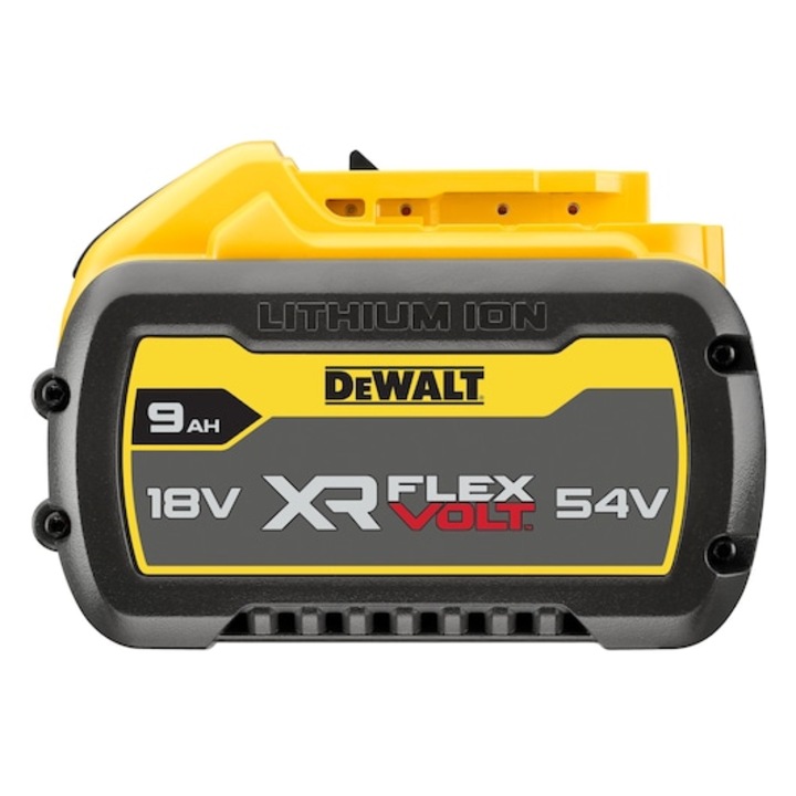 Acumulator Li-Ion DeWALT DCB547, XR FLEXVOLT 18V/54V, 9 Ah, compatibilitate multipla, fara efect de memorie, indicator nivel de incarcare, compatibil cu toate uneltele electrice DeWALT 18V/54V XR