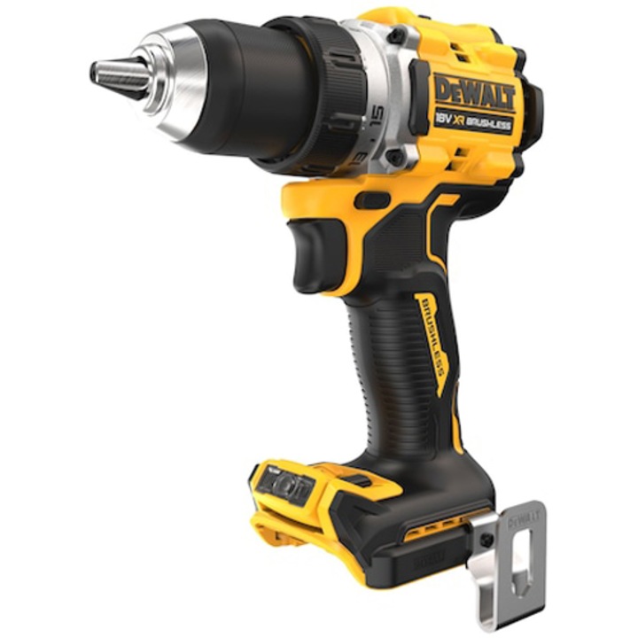 Бормашина DeWALT DCD800NT, 18V XR, Безчетков мотор, LED осветление, 27/90 Nm, 2000 RPM, 2 скорости, Включва транспортна кутия TSTAK, Без батерия/зарядно устройство