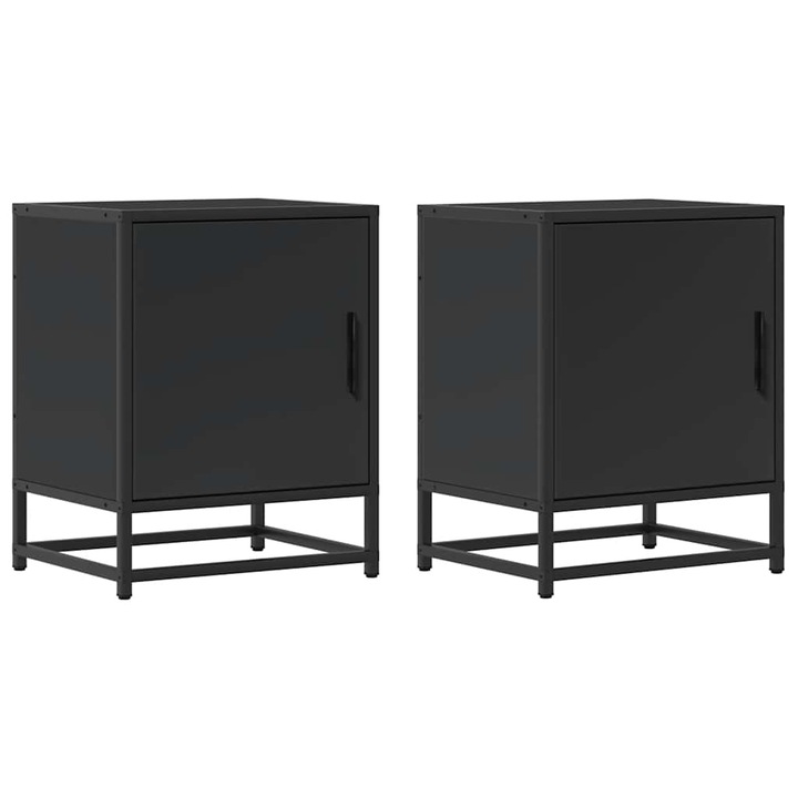 Noptiera vidaXL, neagra, 40x31x50 cm, lemn prelucrat si metal, 8.7 Kg