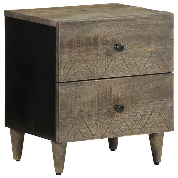 vidaXL világosszürke tömör mangófa éjjeliszekrény 40 x 33 x 46 cm 4017790